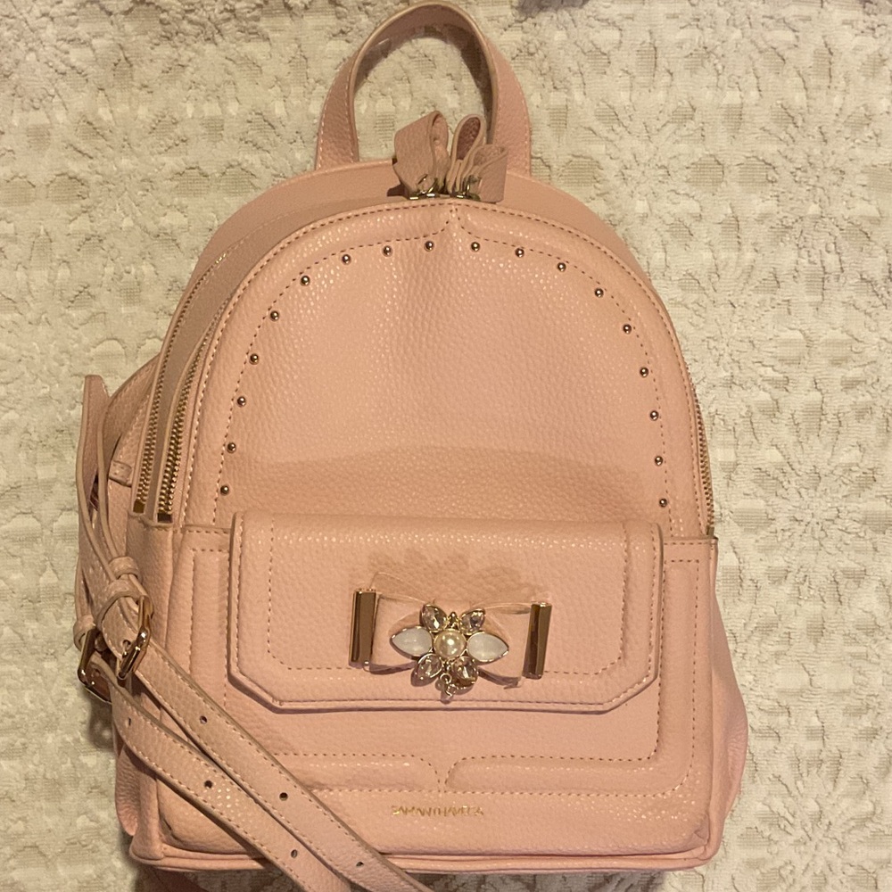 Samantha Vega Pink Backpack with Jewel Accent